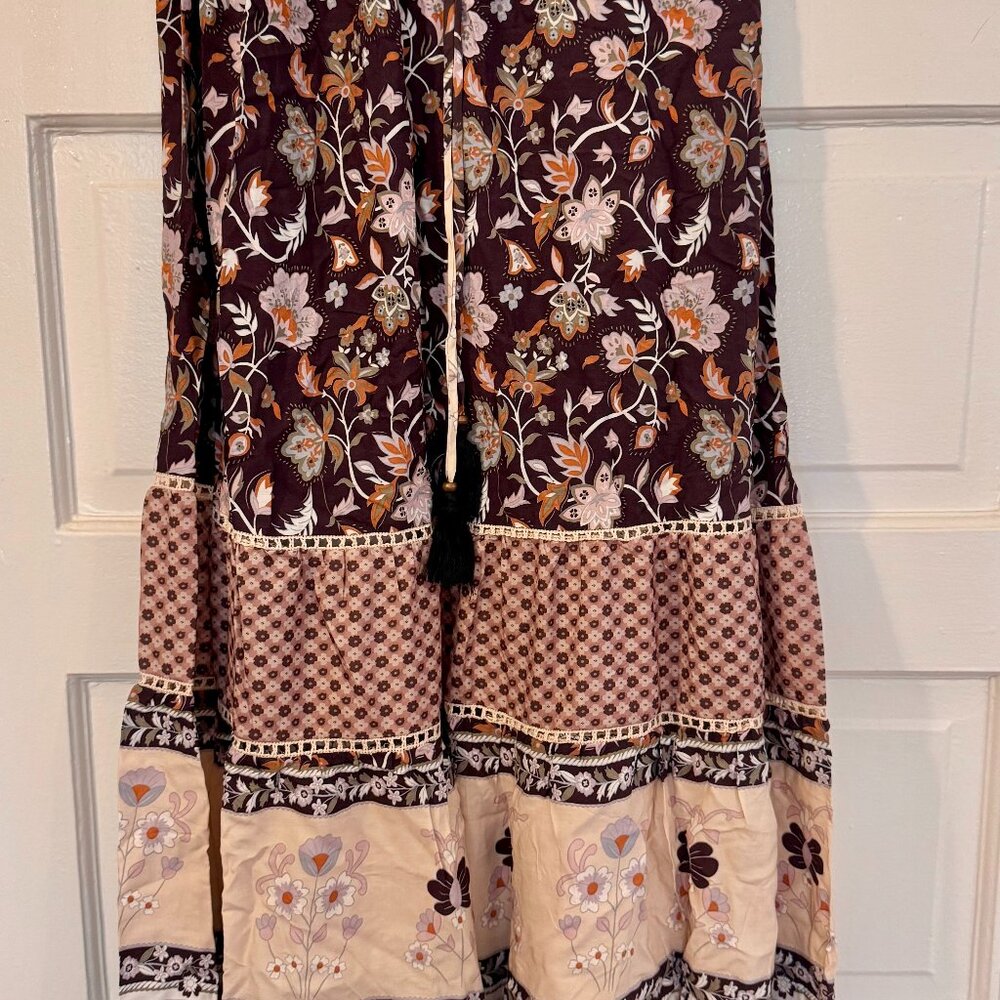 Gorgeous hippie / boho / gypsy floral maxi skirt with tassels - NEW WITH TAGS